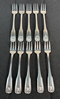 Wallace Brand Ware Stainless Cocktail Forks Seafood "CORAL" Korea (Set of 10)